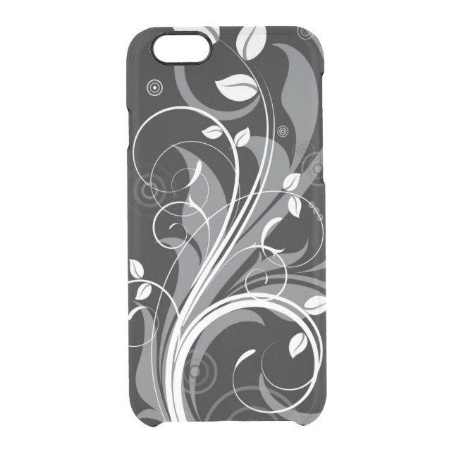 Gray Floral Pattern on Black Uncommon iPhone Case (Back)