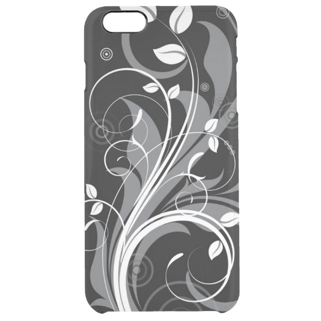 Gray Floral Pattern on Black Uncommon iPhone Case (Back)