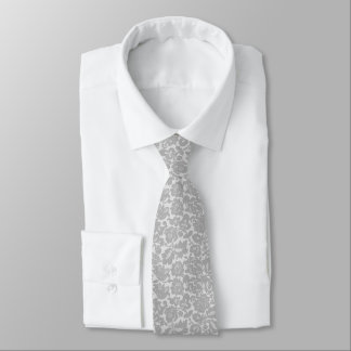 Gray Floral Pattern Stylish Neck Tie