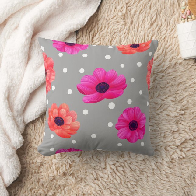 Gray Floral Pillow (Blanket)