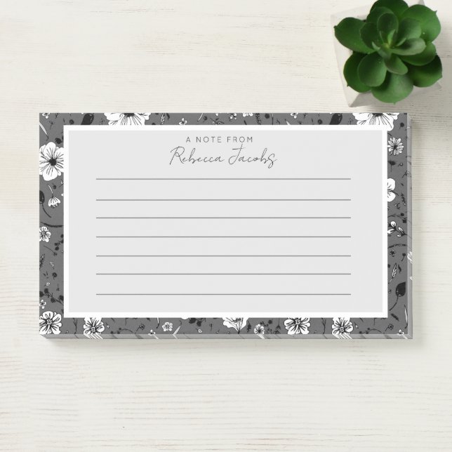 Gray Floral   Post-it Notes (Office)