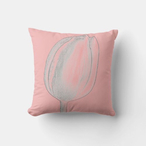 Gray Floral Salmon Pink Orange Tulips Cute Outdoor Pillow