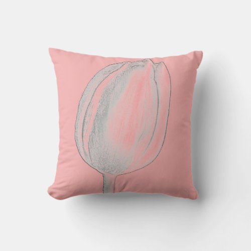 Gray Floral Salmon Pink Orange Tulips Cute Throw Pillow