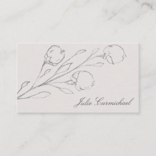 Gray Floral Sketch Elegant Business Card