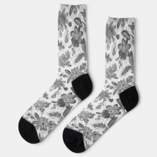 Gray Floral Socks