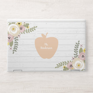 Gray Floral Teacher HP Laptop Skin