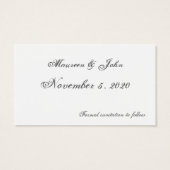 Gray floral theme Save the Date business cards (Back)
