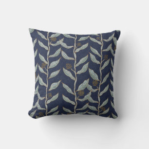 Gray floral vines throw pillow