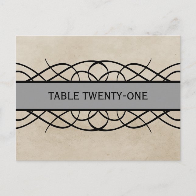 Gray Flourish Border Table Number Postcard (Front)
