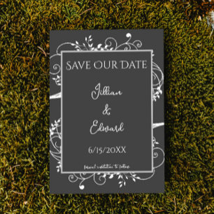 Gray Flourish Save The Date Announcement