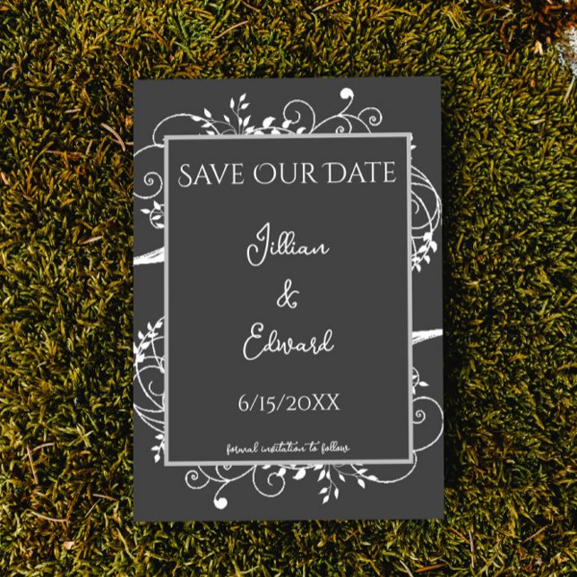 Gray Flourish Save The Date Announcement (Creator Uploaded)