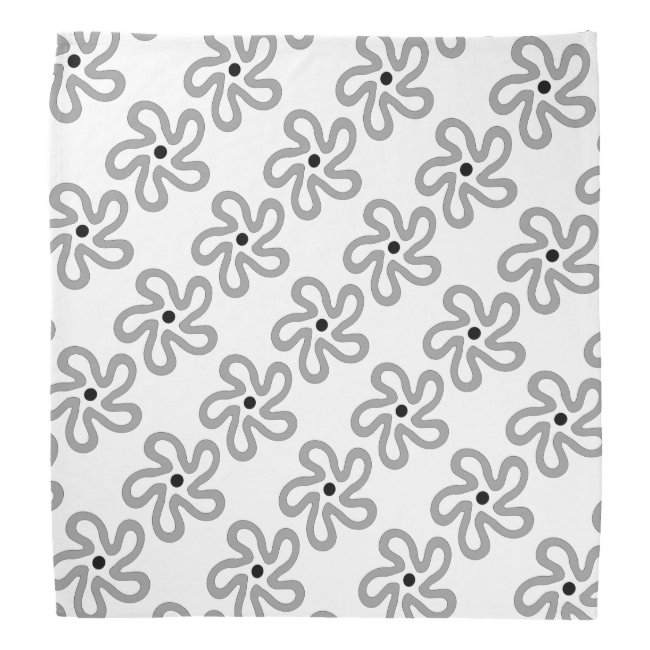 Gray Flower Abstract Pattern Bandana