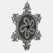 Gray Flower Abstract Pewter Snowflake Ornament (Left)