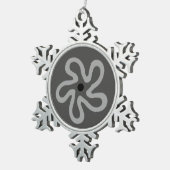 Gray Flower Abstract Pewter Snowflake Ornament (Right)