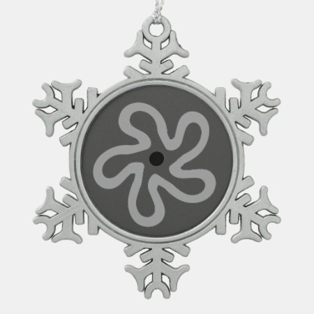 Gray Flower Abstract Pewter Snowflake Ornament