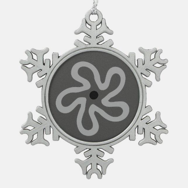 Gray Flower Abstract Pewter Snowflake Ornament (Front)
