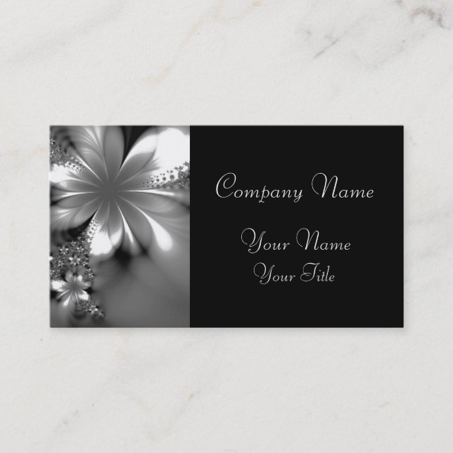 Gray flower classic business card (Front)