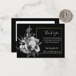Gray Flower Photo Sympathy Thank You Note Card