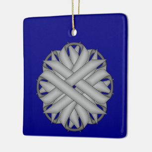 Gray Flower Ribbon by Kenneth Yoncich Ceramic Ornament