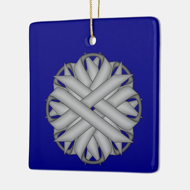 Gray Flower Ribbon by Kenneth Yoncich Ceramic Ornament (Left)