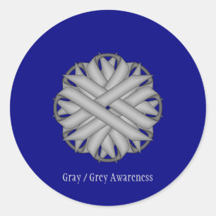 Gray Flower Ribbon by Kenneth Yoncich Classic Round Sticker