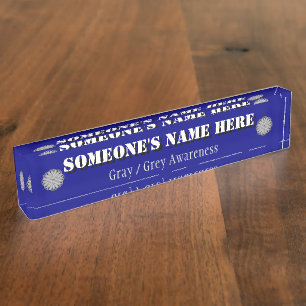 Gray Flower Ribbon by Kenneth Yoncich Desk Name Plate