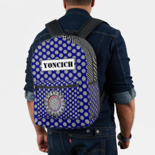 Gray Flower Ribbon by Kenneth Yoncich Printed Backpack
