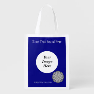Gray Flower Ribbon Template by Kenneth Yoncich Grocery Bag
