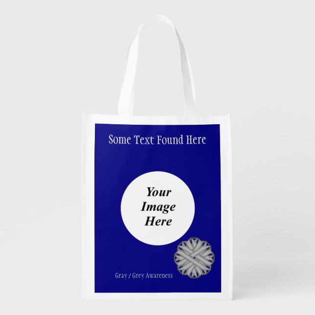 Gray Flower Ribbon Template by Kenneth Yoncich Grocery Bag (Front)