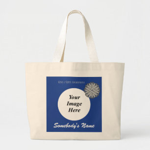Gray Flower Ribbon Template by Kenneth Yoncich Large Tote Bag