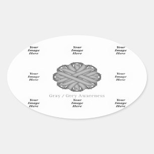 Gray Flower Ribbon Template by Kenneth Yoncich Oval Sticker
