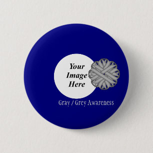 Gray Flower Ribbon Template by Kenneth Yoncich Pinback Button