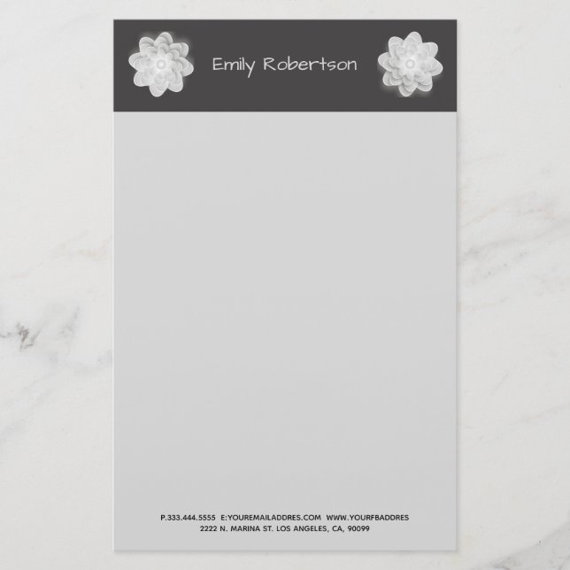 Gray Flower Stationery (Front)