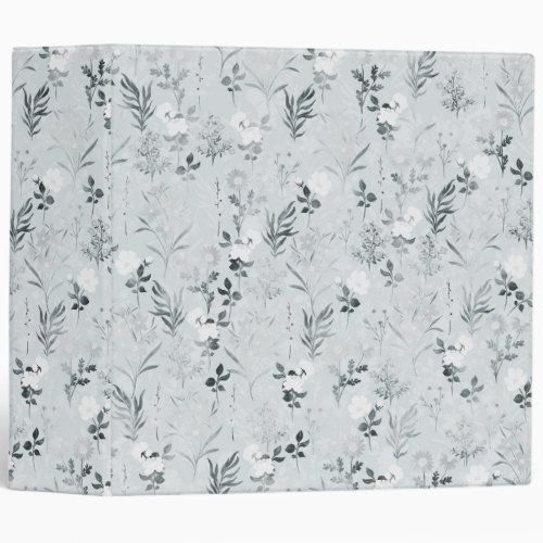 Gray Flowers Painting Botanical 3 Ring Binder