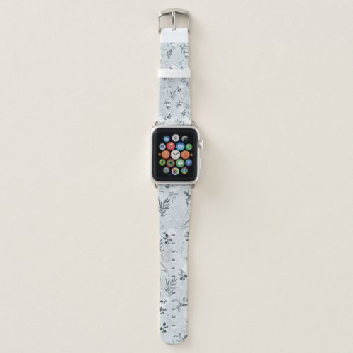 Gray Flowers Painting Botanical Apple Watch Band
