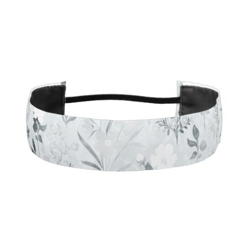 Gray Flowers Painting Botanical Athletic Headband