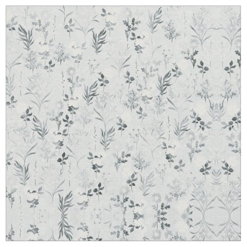 Gray Flowers Painting Botanical Fabric