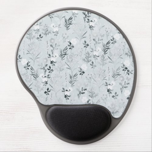 Gray Flowers Painting Botanical Gel Mouse Pad