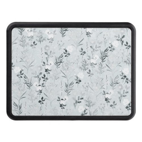 Gray Flowers Painting Botanical Hitch Cover