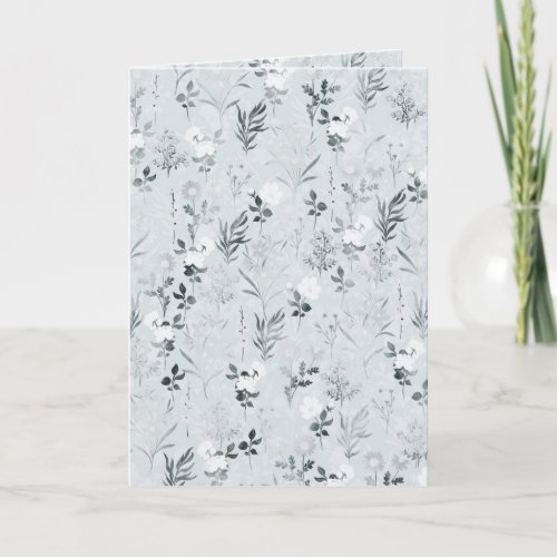 Gray Flowers Painting Botanical Holiday Card