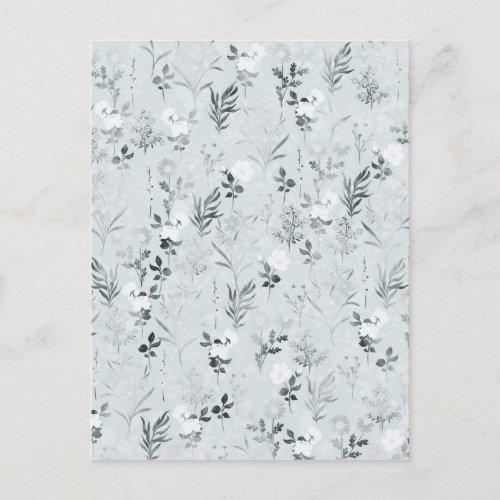 Gray Flowers Painting Botanical Holiday Postcard