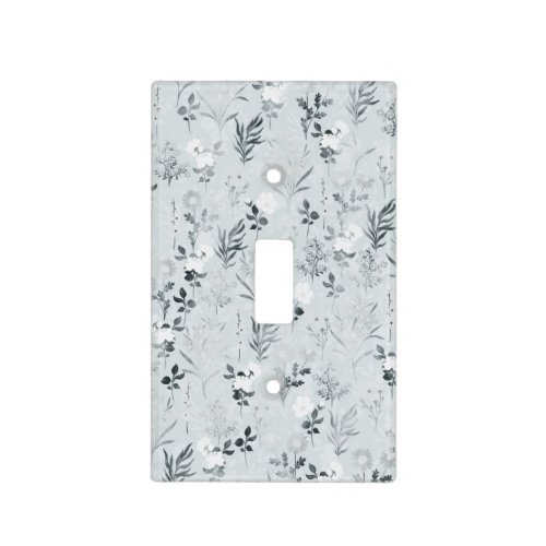Gray Flowers Painting Botanical Light Switch Cover