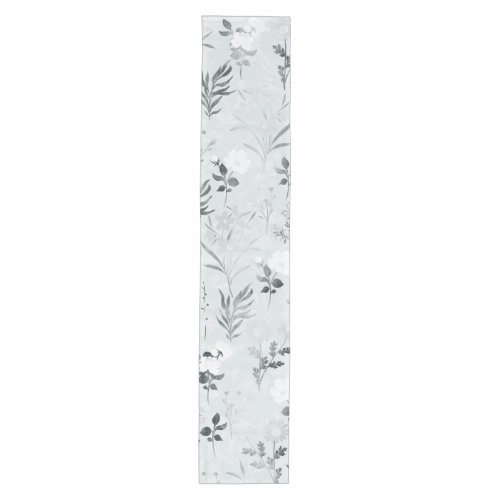 Gray Flowers Painting Botanical Medium Table Runner