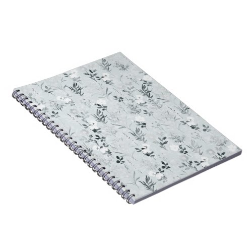 Gray Flowers Painting Botanical Notebook