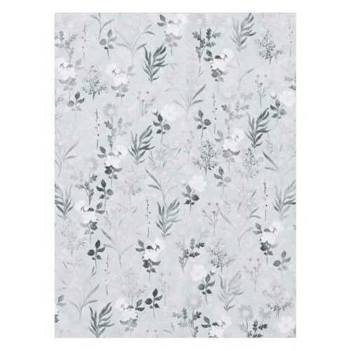 Gray Flowers Painting Botanical Tablecloth