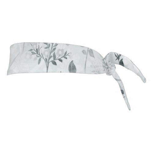 Gray Flowers Painting Botanical Tie Headband