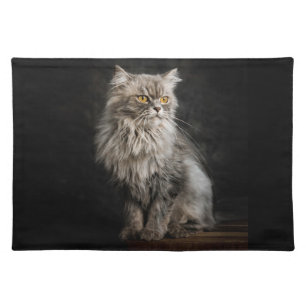 Gray Fluffy Cat Cloth Placemat