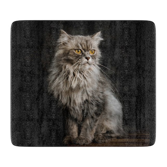 Gray Fluffy Cat  Cutting Board (Front)