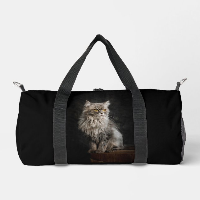 Gray Fluffy Cat  Duffle Bag (Front)