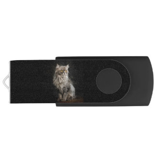 Gray Fluffy Cat Flash Drive